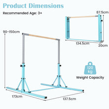 Load image into Gallery viewer, Foldable Gymnastics Bar, 90-150cm Height Adjustable Training Bar
