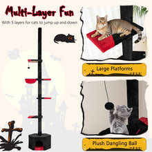 Load image into Gallery viewer, Floor to Ceiling Cat Tree, 5 Tier Tall Cat Tower with 245-300cm Adjustable Height
