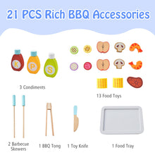 Load image into Gallery viewer, Wooden Kid¡¯s Pretend BBQ Grill Play Set with Play Food

