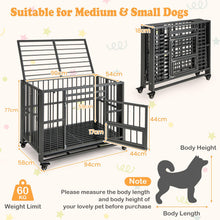 Load image into Gallery viewer, 3-Door Heavy Duty Movable Dog Cage with Lockable Universal Wheels
