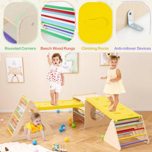 Load image into Gallery viewer, 5 in 1 Kids Climbing Set, Wooden Toddler Climber with 2 Ramps, 2 Triangle Ladders &amp; 1 Cube
