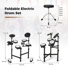 Load image into Gallery viewer, Electric Drum Set Foldable Drum Kit with 18 CM Mesh Drum Pads
