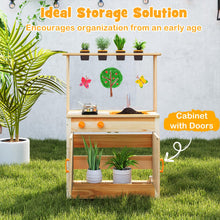 Load image into Gallery viewer, Kids Mud Kitchen, Fir Wood Children Potting Bench Table with 4 Pots
