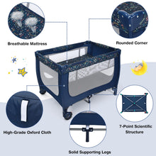 Load image into Gallery viewer, 2-in-1 Foldable Baby Playpen with Lockable Wheels and Mattress
