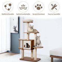 Load image into Gallery viewer, 5-Tier Wooden Cats Play Tower with Perch Platform Condo
