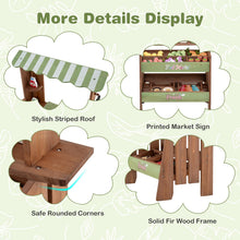 Load image into Gallery viewer, Wooden Kids Grocery Store Playset with Chalkboard | Indoor Outdoor Farm Market Stand
