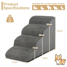 Load image into Gallery viewer, 4 Steps Dog Stairs Non-Slip Pet Ladder with Removable Cover Gray
