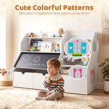 Load image into Gallery viewer, Toy Storage Organizer, Kids Bookshelf with Flip-up Blackboard

