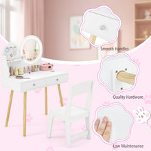 Load image into Gallery viewer, Kids Vanity Table and Chair with 2-Color LED Lighted Mirror
