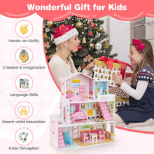 Load image into Gallery viewer, Kids Wooden Dollhouse, 3 Storey DIY Pretend Doll House

