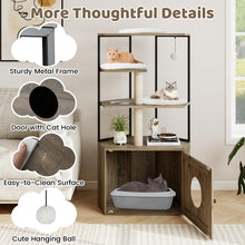Load image into Gallery viewer, Cat Tree with Litter Box Enclosure with 2 Scratching Posts and 3 Mats
