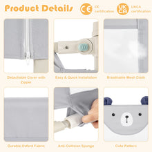 Load image into Gallery viewer, 175 x 25 x 73-101cm Baby Bed Guard with Double Safety Lock
