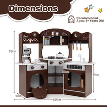 Load image into Gallery viewer, Kids Wooden Corner Kitchen Pretend Toy Kitchen Playset for 3+ Years Old
