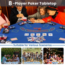 Load image into Gallery viewer, 1.2M/48 Inches Foldable Poker Table Top, 8-Player Professional Texas Hold¡¯em Poker Table Mat Layout
