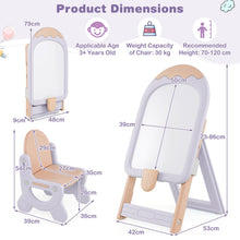 Load image into Gallery viewer, Height-adjustable and Foldable Standing Kids Art Easel with Chair
