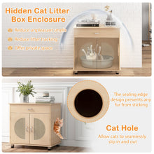 Load image into Gallery viewer, Cat Litter Box Enclosure, Wooden Hidden Kitty Washroom Storage Bench
