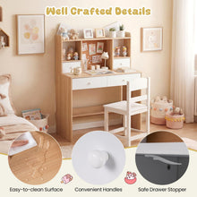 Load image into Gallery viewer, Kids Study Desk and Chair Set with Open Shelves and Cork Bulletin Board
