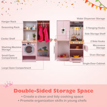 Load image into Gallery viewer, Dual-Sided Toddler Pretend Laundry Toy Kitchen Playset with Real Lights &amp; Sounds
