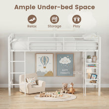 Load image into Gallery viewer, Kids Loft Bed, Metal Single Size Low Loft Bed with Under-Bed Space, Storage Shelves
