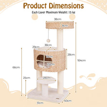 Load image into Gallery viewer, Cat Tree, Modern Cat Tower with Top Perch, Hand-Made Wicker Cat Condo, Sisal Scratching Posts
