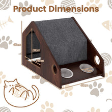 Load image into Gallery viewer, Modern Cat House with Feeder and Detachable Roof with 2 Bowels
