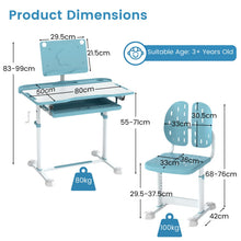 Load image into Gallery viewer, Height-Adjustable Kid's Study Desk and Chair Set with Tilt Desktop and Footrest Bar
