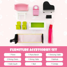 Load image into Gallery viewer, Kids Dollhouse, 3-Storey Wooden Dolls House with 5 Simulated Rooms &amp; Furniture Accessories
