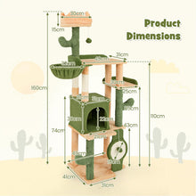 Load image into Gallery viewer, Cat Tree, 160cm Multi-Level Tall Cat Tower with Sisal Scratching Posts &amp; Board
