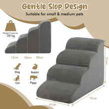 Load image into Gallery viewer, 4-Tier Foam Dog Ramp with Washable Zippered Cover and Silicone Paw Prints
