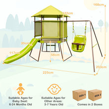 Load image into Gallery viewer, 4 in 1 Kids Metal Swing A-Frame with Baby Swing
