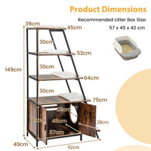 Load image into Gallery viewer, Cat Litter Box Enclosure, Indoor Hidden Privacy Kitty Washroom with Ladder Shelf, Removable Cushions &amp; Side Entry
