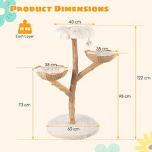 Load image into Gallery viewer, 122 CM Tall Real Wood Branch Kitten Tower with Flower Perch and 2 Wicker Baskets
