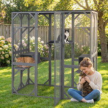 Load image into Gallery viewer, Large Outdoor Cat House, Walk-in Cats Enclosure

