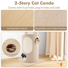 Load image into Gallery viewer, Wooden Cat Tree, 187cm Cat Climbing Tower with 2-Story Cat Condo, 2 Hammocks, 2 Perches

