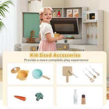 Load image into Gallery viewer, Kids Play Kitchen, Wooden Corner Pretend Kitchen with Lights &amp; Sounds, Pull-Out Trash Can
