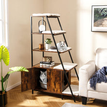 Load image into Gallery viewer, Cat Litter Box Enclosure, Indoor Hidden Privacy Kitty Washroom with Ladder Shelf, Removable Cushions &amp; Side Entry
