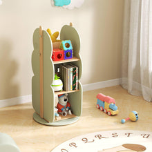 Load image into Gallery viewer, 3-Tier Kids Bookcase, 360¡ãRotating Wooden Children Bookshelf
