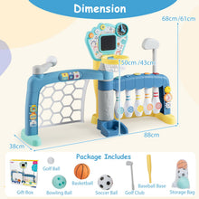 Load image into Gallery viewer, 5 in 1 Toddler Sports Toy Kids Activity Center with Adjustable Basketball Hoop
