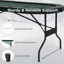 Load image into Gallery viewer, Foldable Poker Table for 8 Players Portable Oval Card Board with Cup Holders
