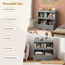 Load image into Gallery viewer, Kids Floor Cabinet Multi-Functional Bookcase -Gray
