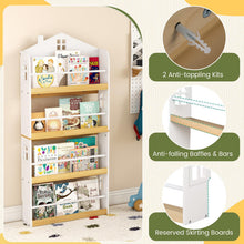 Load image into Gallery viewer, Kids Bookshelf, 4-Tier Book Display Rack with Anti-Falling Baffles
