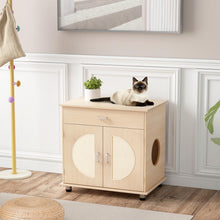 Load image into Gallery viewer, Cat Litter Box Enclosure, Wooden Hidden Kitty Washroom Storage Bench

