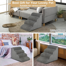 Load image into Gallery viewer, 4 Steps Dog Stairs Non-Slip Pet Ladder with Removable Cover Gray
