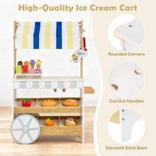 Load image into Gallery viewer, Kids Ice Cream Cart, 2 in 1 Wooden Grocery Store Playset
