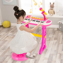 Load image into Gallery viewer, 31 Keys Kids Piano and Stool with Adjustable Microphone
