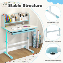 Load image into Gallery viewer, Height Adjustable Children Writing Table with Tilt Desktop and Hutch
