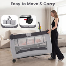 Load image into Gallery viewer, 4 in 1 Travel Cot, Portable Baby Crib Bassinet with Diaper Changing Table

