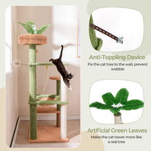 Load image into Gallery viewer, Plant Cat Tree, 152cm Green Aesthetic Cat Tower with Sisal Scratching Posts, Artificial Leaves, Perch, Hammock
