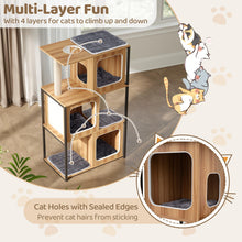Load image into Gallery viewer, Modern Cat Tree, 133cm Tall Cat Tower with Wooden Condo
