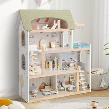 Load image into Gallery viewer, Wooden Dollhouse with 33 PCS Furniture Accessories for Girls and Boys
